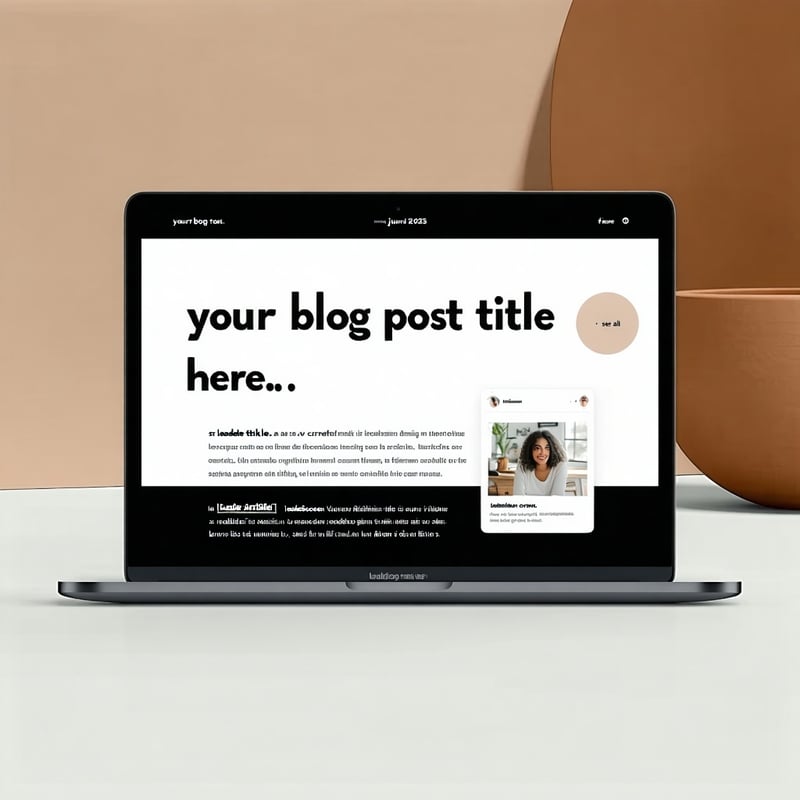 The image features a clean and modern layout of a blog post interface displayed on a laptop screen The title Your Blog Post Title Here is prominently